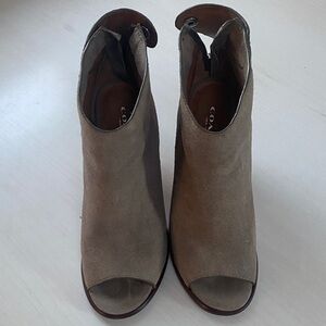 Coach Women's Beige Peep-Toe Ankle Booties